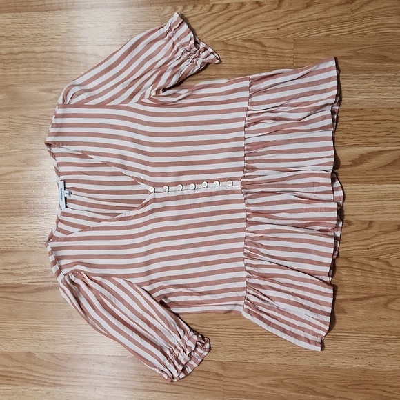 Madewell Courtyard Ruffle-Hem Top in Stripe size small - Picture 8 of 9